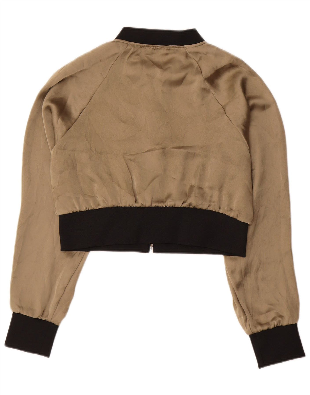 Giubbotto bomber corto da donna ZARA UK 10 piccolo poliestere color block beige