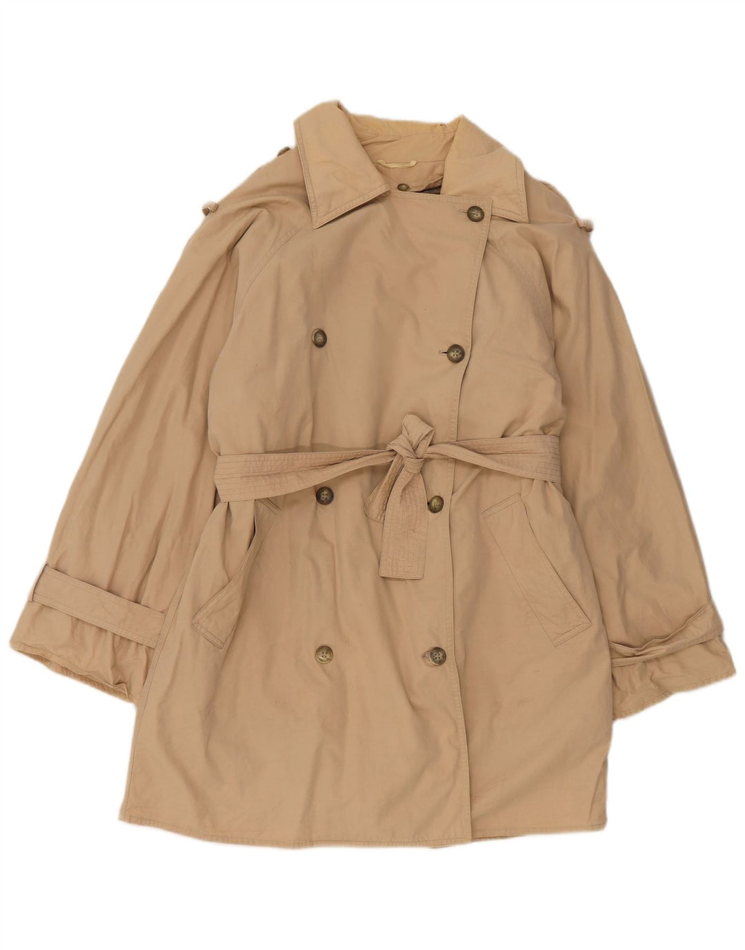 Trench oversize da fine settimana da donna vintage UK 8 piccolo in cotone beige