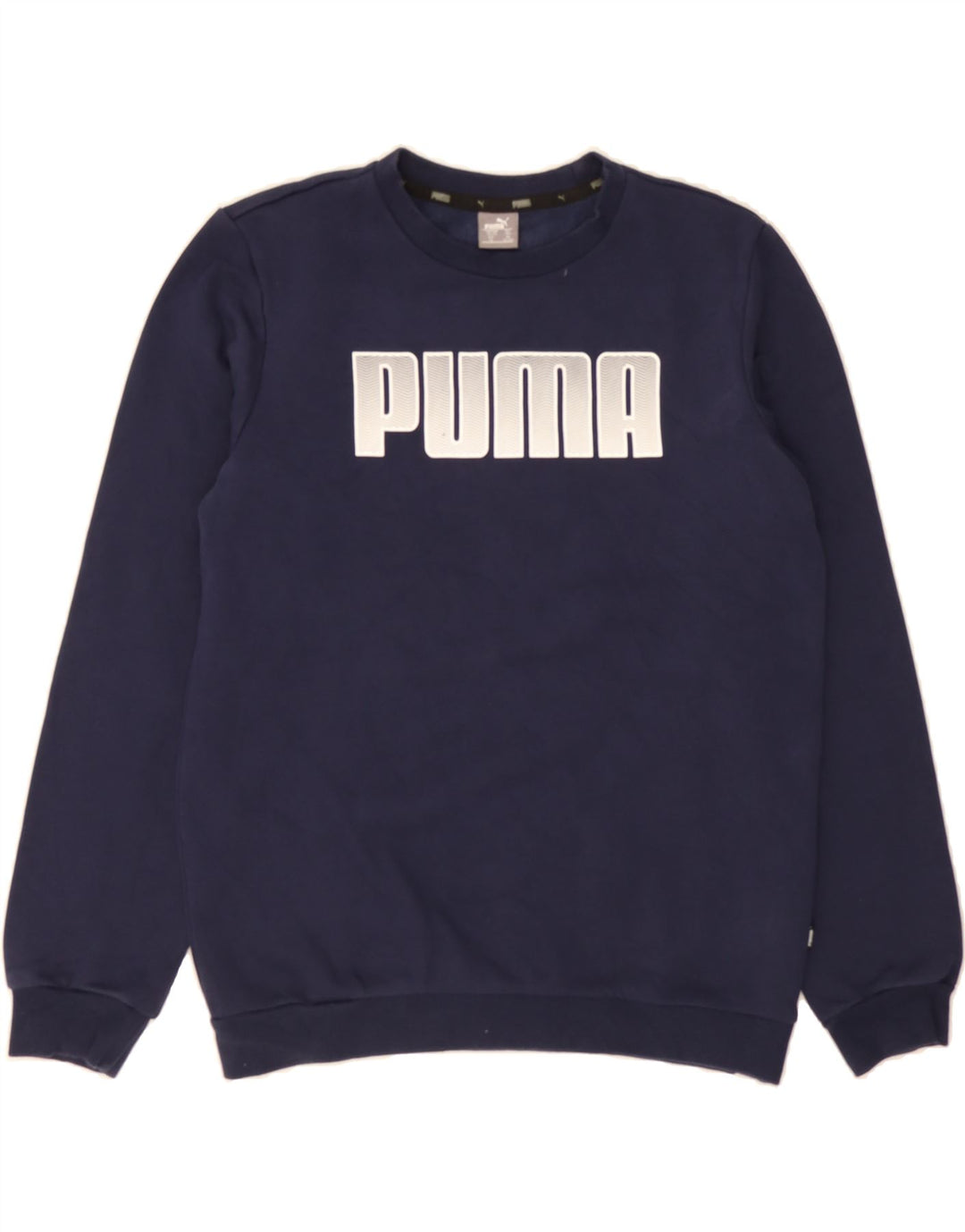 PUMA Boys Graphic Sweatshirt Jumper 13-14 Years Navy Blue Cotton Vintage Puma and Second-Hand Puma from Messina Hembry 