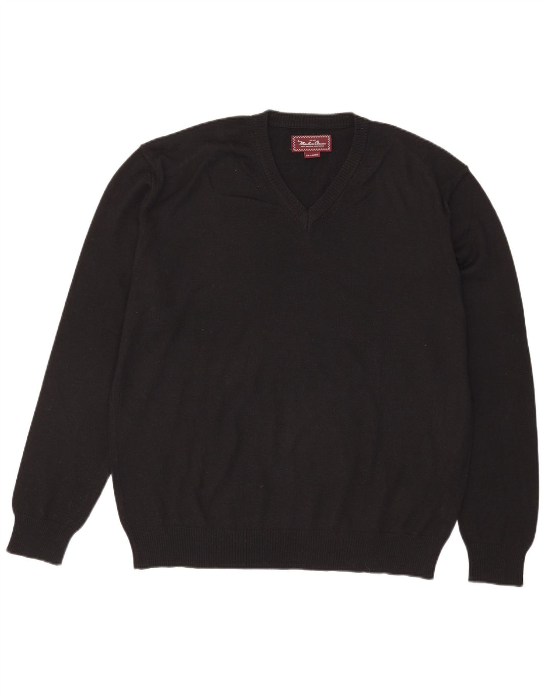 Maglione da uomo con scollo a V Marlboro Classics 2XL lana merino nera