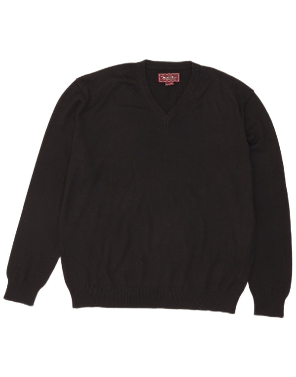 Maglione da uomo con scollo a V Marlboro Classics 2XL lana merino nera