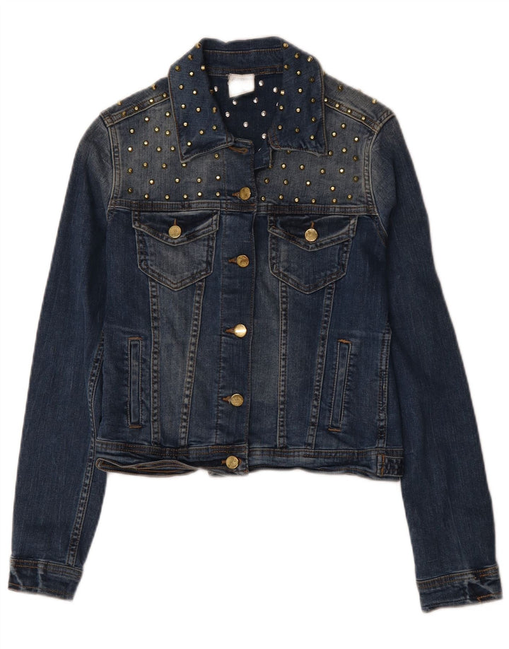 Giacca corta in denim da donna Zara UK 10 piccola in cotone blu
