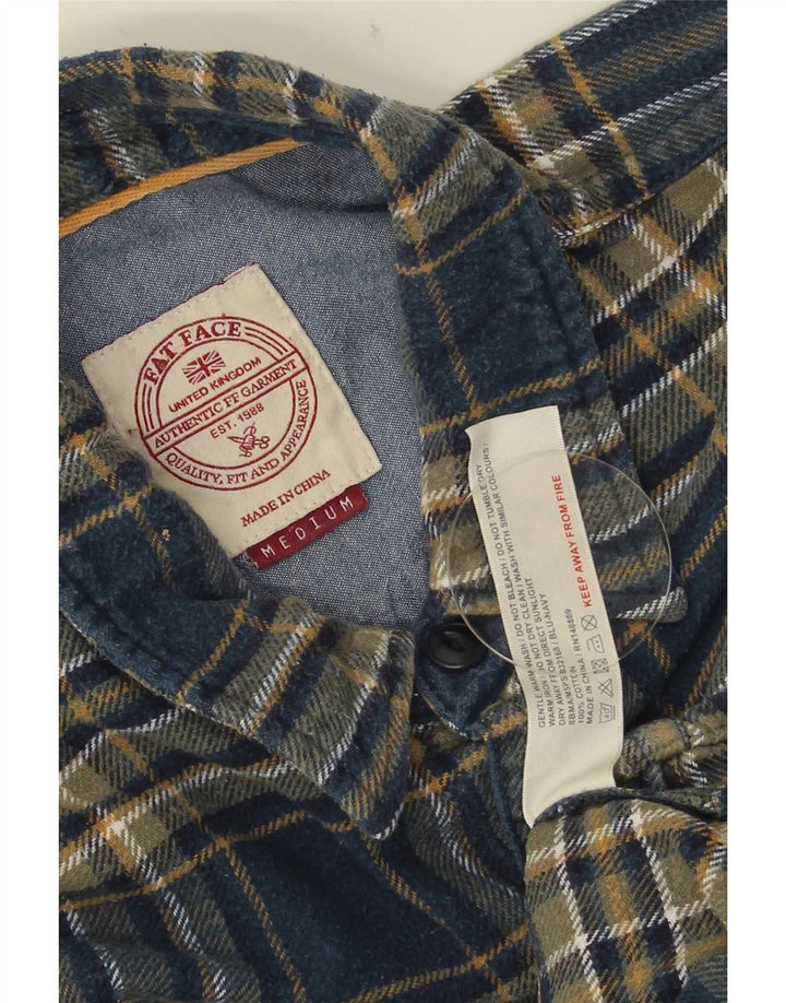 Camicia da uomo in flanella Fat Face in cotone a quadri blu medio