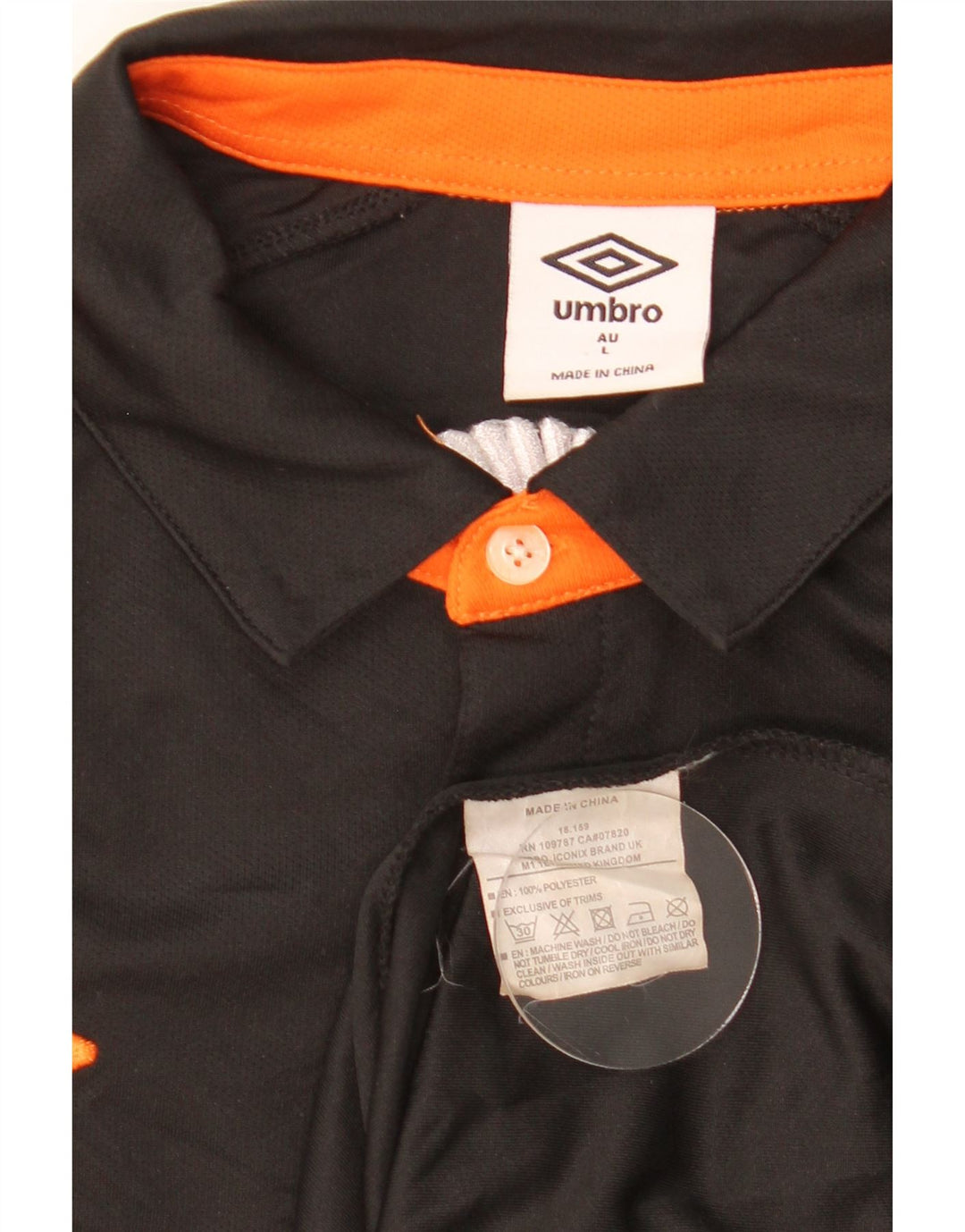 Polo grafica Umbro da uomo Spartans, grande, in poliestere color block nero