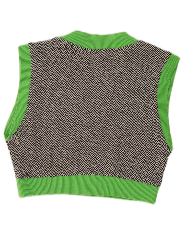 Top corto senza maniche da donna Zara UK 12 Cotone color block grigio medio