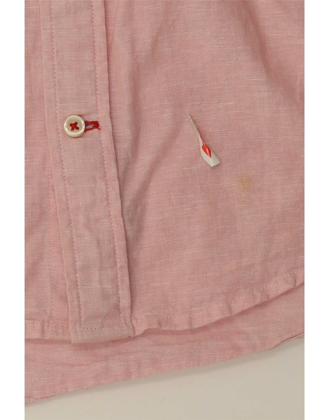 Camicia da uomo a maniche corte Regular Fit Tommy Hilfiger piccola in lino rosa