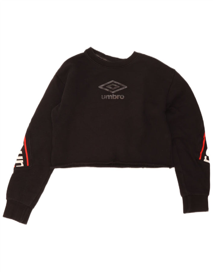 Felpa con grafica corta da donna Umbro UK 14 media nera