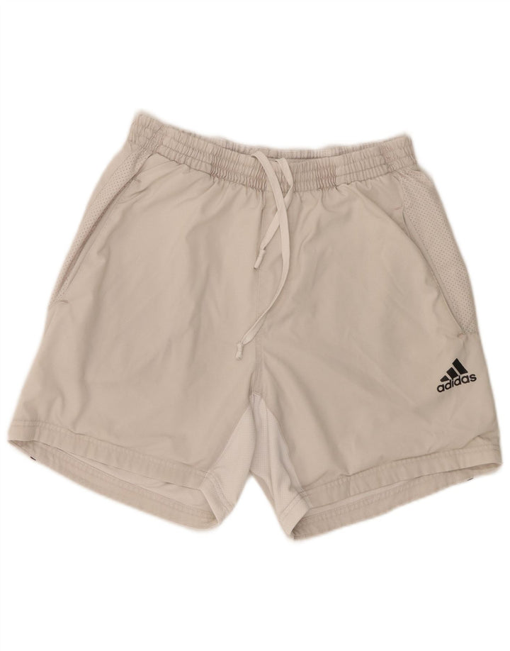 Pantaloncini sportivi Adidas da uomo in poliestere grigio medio