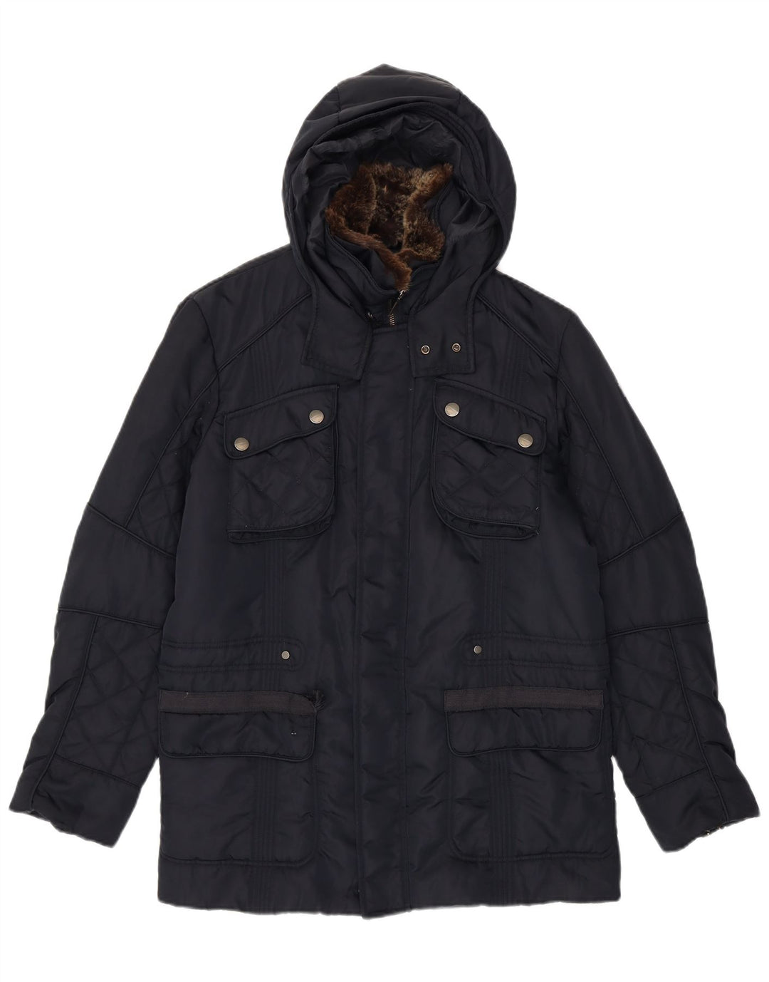 Giacca Utility Trussardi Jeans Uomo con Cappuccio IT 48 Medium Blu Navy Poliammide