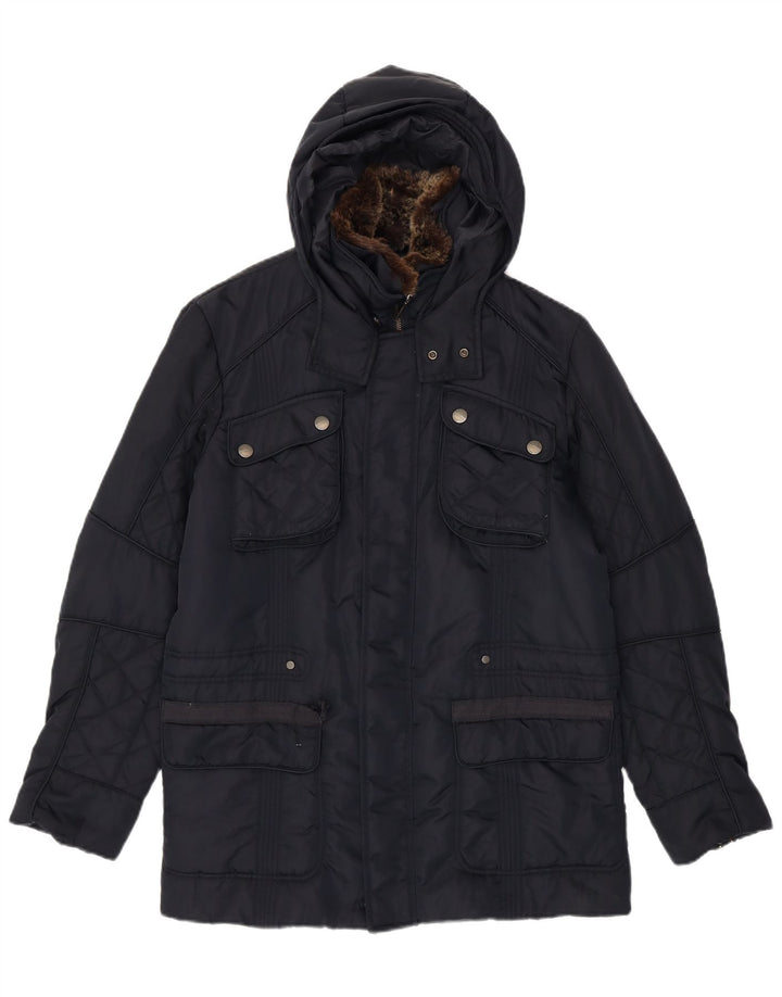 Giacca Utility Trussardi Jeans Uomo con Cappuccio IT 48 Medium Blu Navy Poliammide