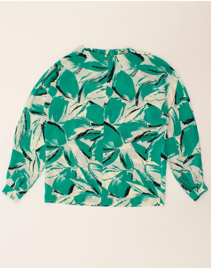 VINTAGE Womens Abstract Pattern Blouse Top UK 12 Medium Green Vintage Vintage and Second-Hand Vintage from Messina Hembry 