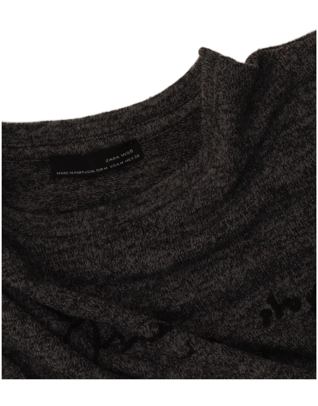 Abito in maglione grafico da donna Zara UK 14 Grigio medio chiazzato