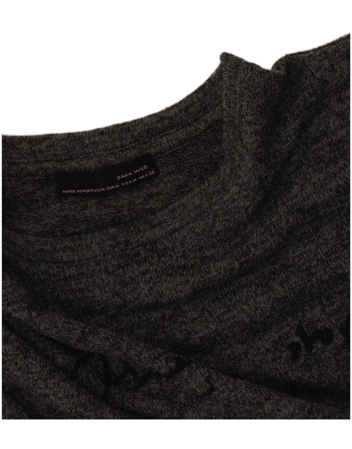 Abito in maglione grafico da donna Zara UK 14 Grigio medio chiazzato