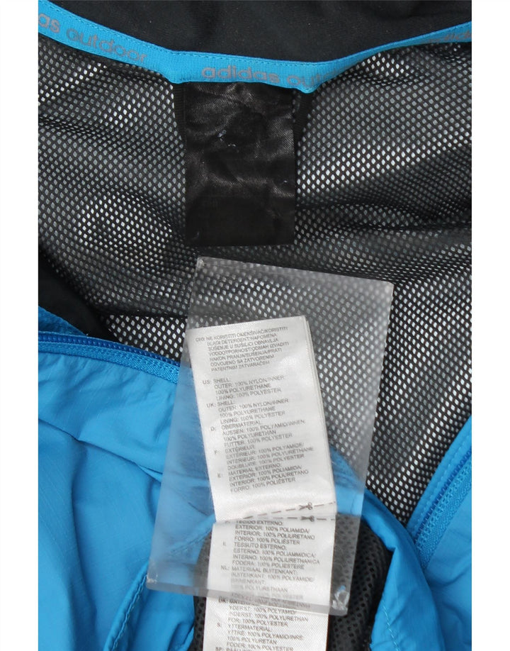 Giacca antipioggia da uomo Adidas con cappuccio UK 40 Large Blu Nylon
