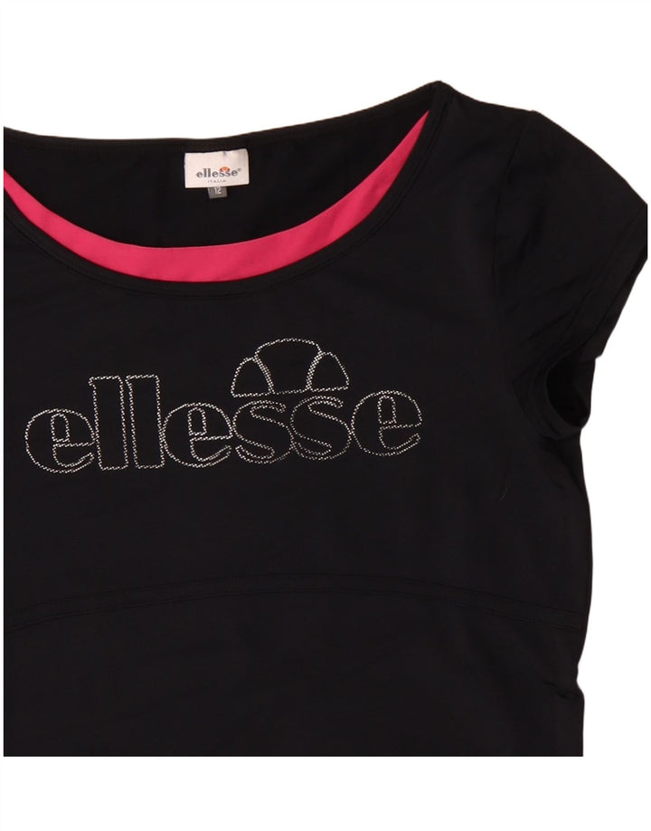 T-shirt grafica da donna Ellesse Top UK 12 Medium Blu Navy Colourblock