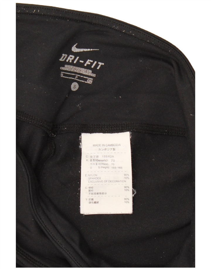 Leggings Capri Dri Fit da donna NIKE UK 10 piccoli in nylon nero