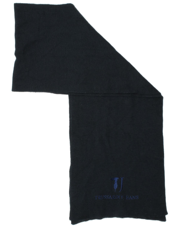 Sciarpa rettangolare da uomo in maglia grafica Trussardi, taglia unica, design blu navy
