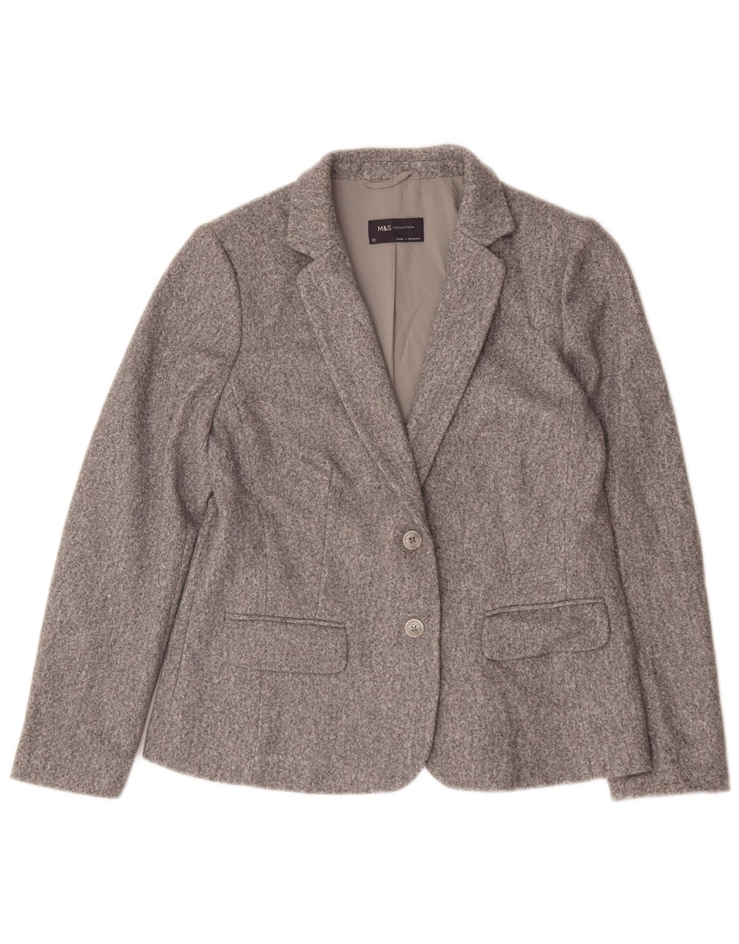 Giacca blazer a 2 bottoni Marks & Spencer da donna UK 12 Poliestere grigio medio