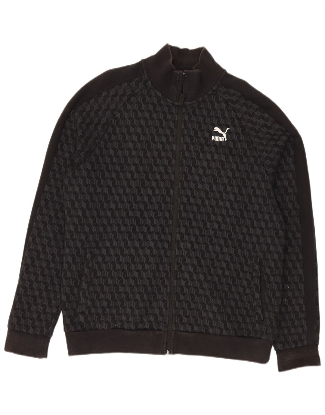 Giacca da ginnastica grafica da uomo Puma Large in cotone geometrico nero