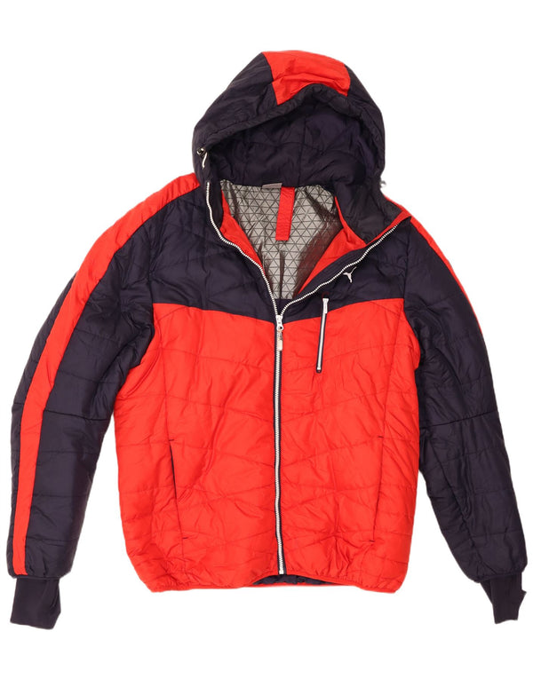 Giacca imbottita con cappuccio da uomo Puma UK 40 Large Rosso Colourblock Poliestere