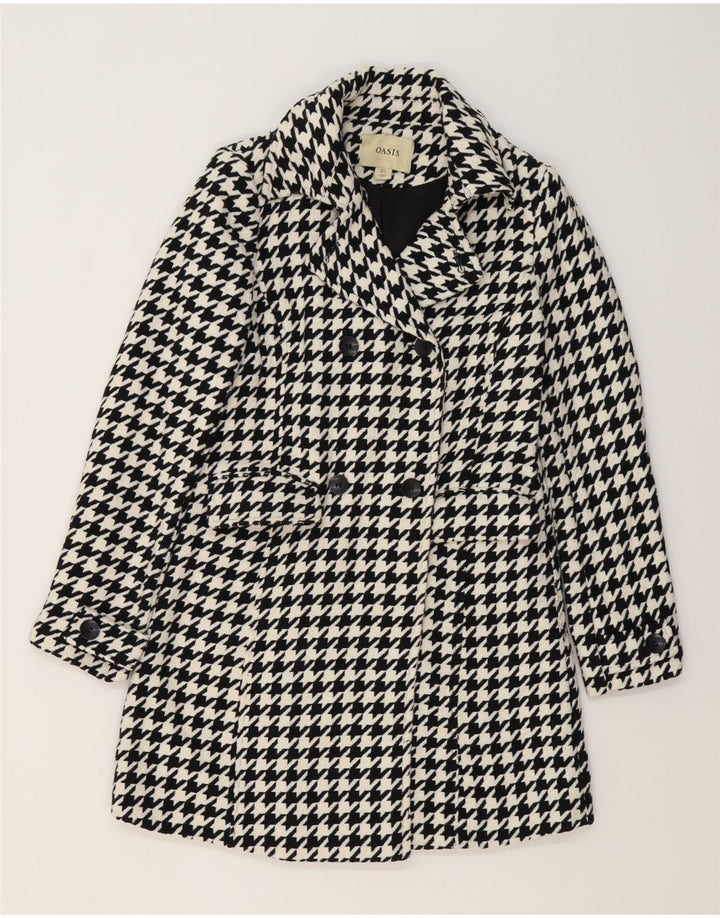 Cappotto doppiopetto da donna Oasis UK 8 piccolo poliestere pied de poule nero