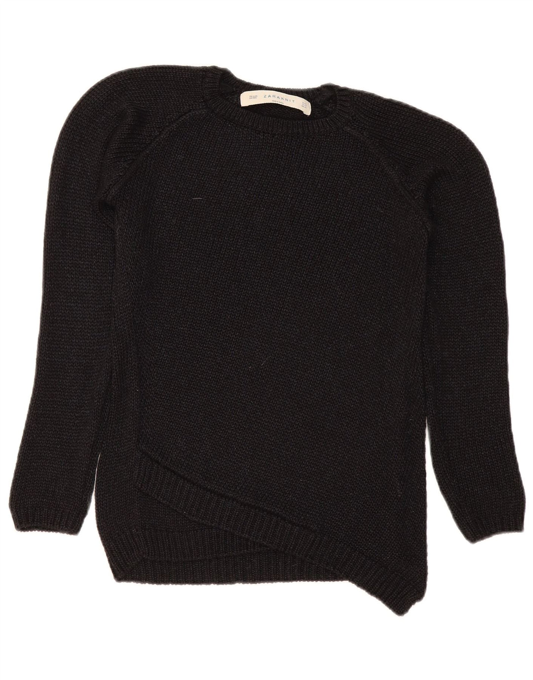 Maglione maglione girocollo da donna Zara UK 14 medio nero