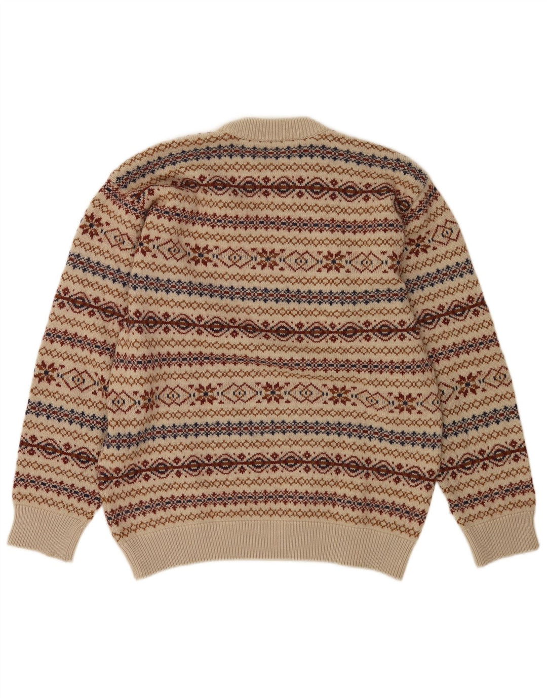Maglione maglione girocollo da uomo vintage beige medio Fair Isle