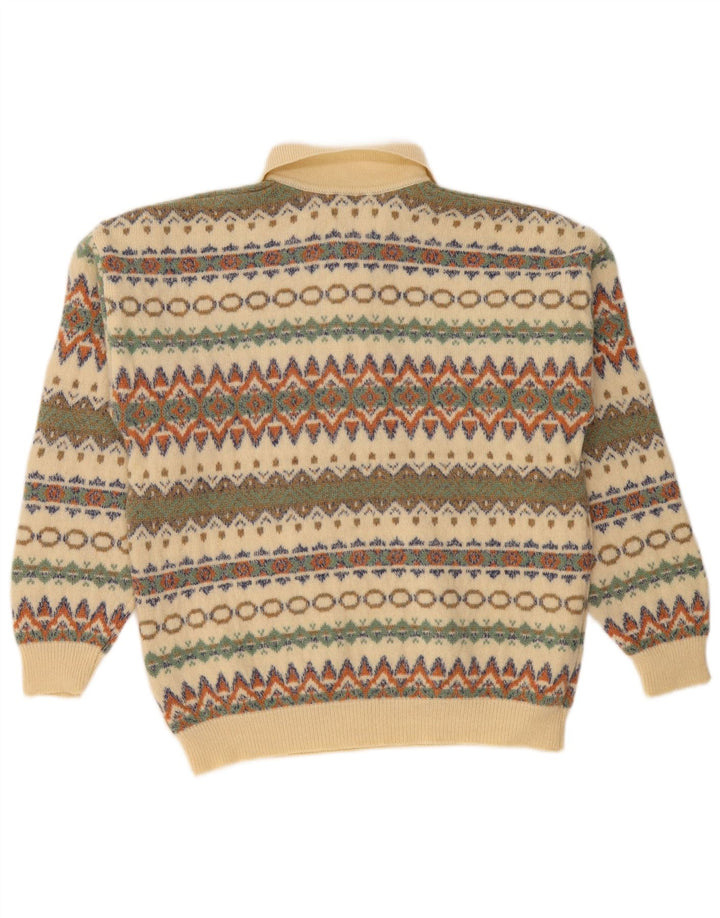 STEFANEL Maglione da uomo con collo alto, beige medio, Fair Isle