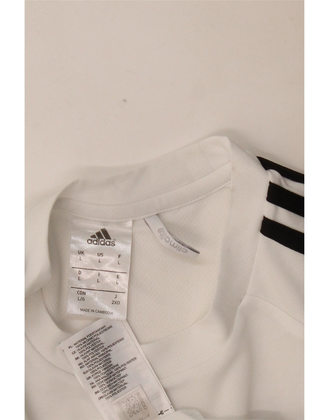 T-shirt ADIDAS da uomo Climalite Top grande in poliestere color block bianco