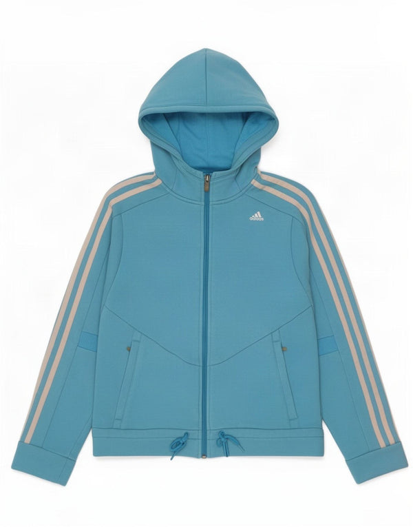 Maglione con cappuccio e zip Adidas Climalite da donna UK 12 Cotone blu medio