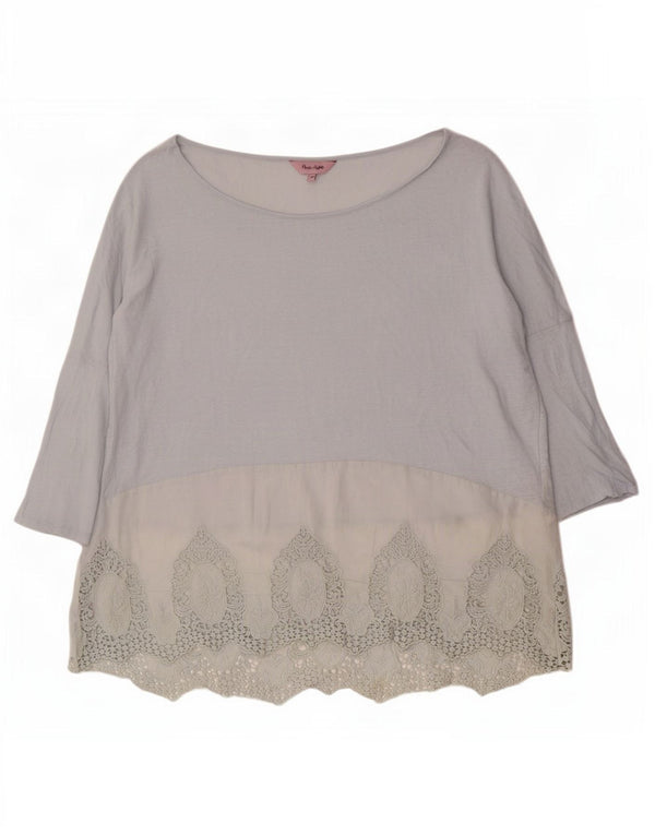 Phase Eight Camicetta oversize da donna con maniche a 3/4 Top UK 18 XL Blu floreale