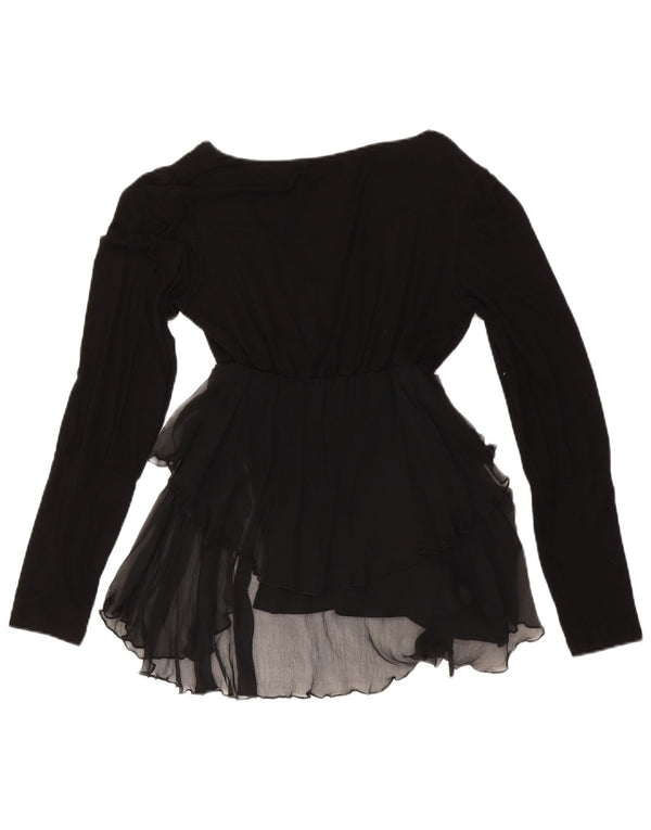 Germano Zama Camicetta asimmetrica a maniche lunghe da donna Top UK 14 Large Nero