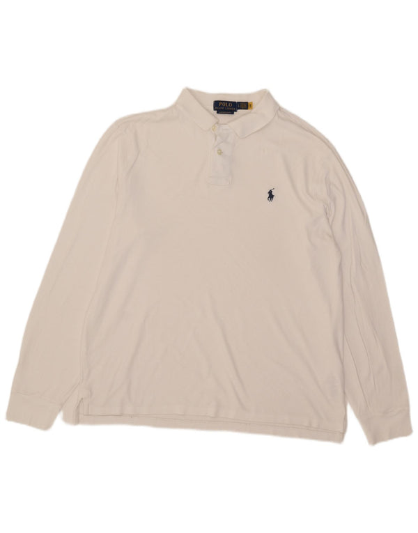 Polo Ralph Lauren da uomo a maniche lunghe personalizzata slim fit, grande bianca