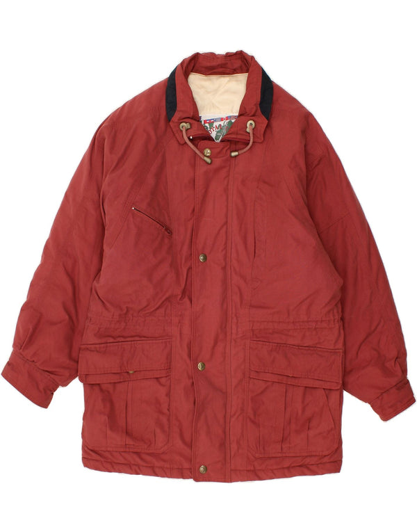 VINTAGE Mens Oversized Windbreaker Jacket UK 36 Small Burgundy Polyester