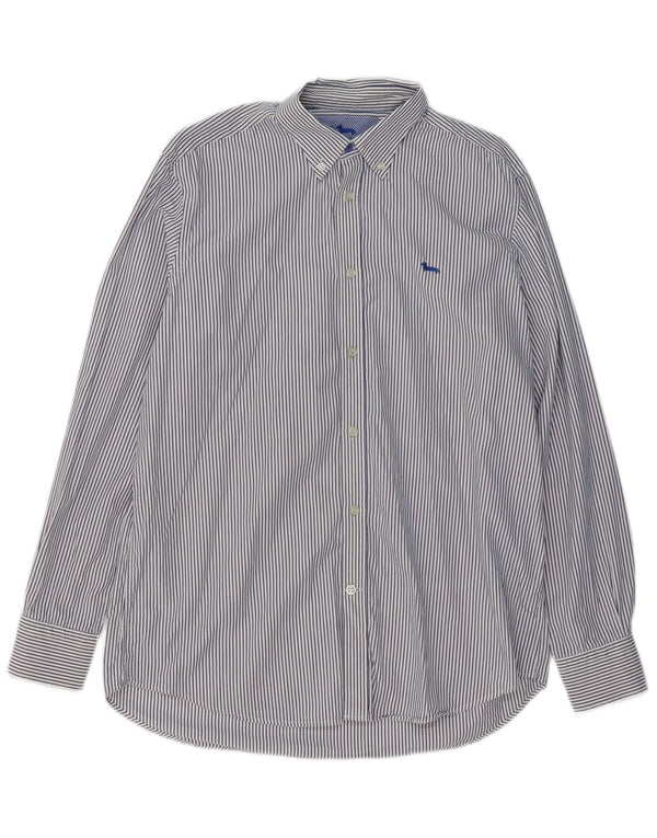 Camicia da uomo vestibilità regolare HARMONT & BLAINE XL cotone gessato blu