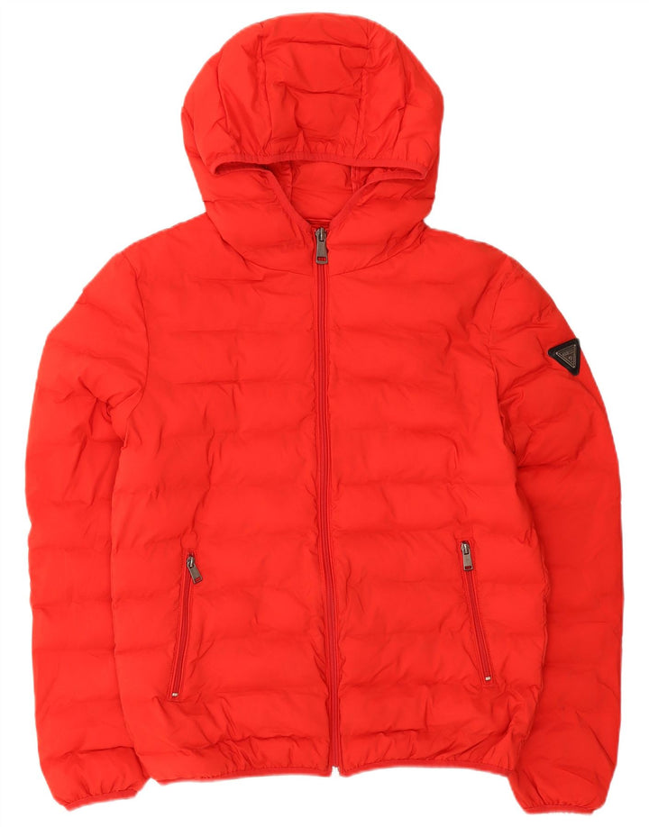 Guess Giacca imbottita con cappuccio da uomo UK 40 Medio Rosso Poliestere
