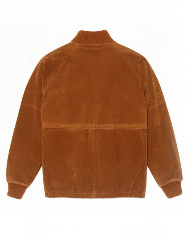 Giacca Sherpa vintage in pelle scamosciata da uomo IT 54 2XL Marrone