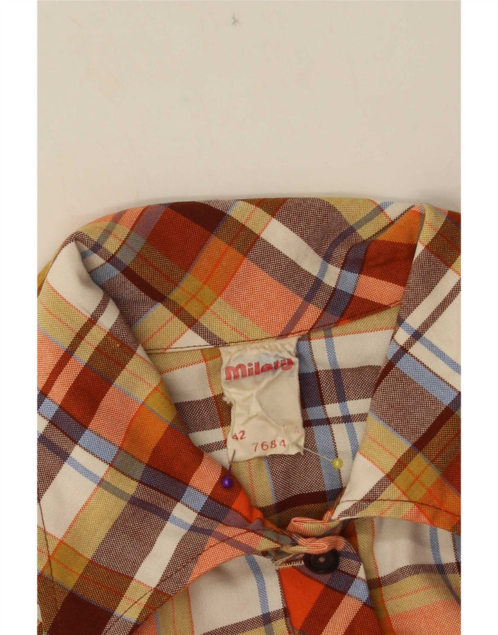 Abito tubino senza maniche vintage da donna IT 42 Poliestere a quadri arancione medio
