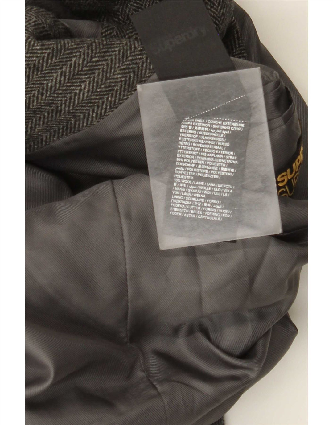 Giacca blazer da uomo a 2 bottoni Superdry UK 38 grigio medio a spina di pesce