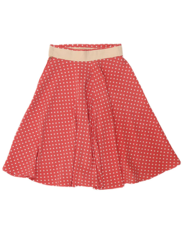 Gonna a trapezio da donna vintage W25 XS rosa a pois