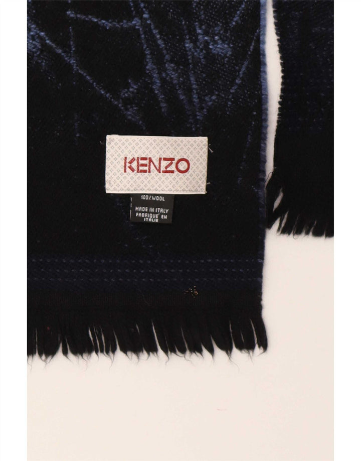 Sciarpa rettangolare da donna con motivo astratto Kenzo, taglia unica, in lana blu navy