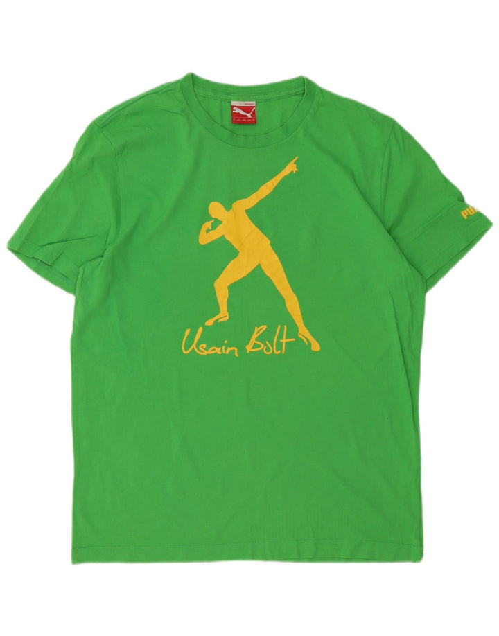 T-shirt grafica Puma Usain Bolt da uomo in cotone verde medio