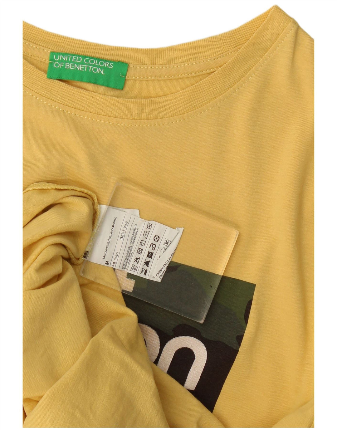T-shirt grafica da uomo Benetton Top in cotone giallo medio