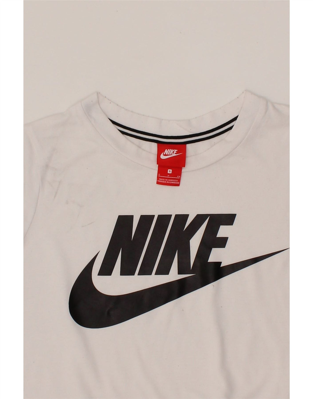 NIKE Mens Graphic T-Shirt Top Small White Polyester Vintage Nike and Second-Hand Nike from Messina Hembry 