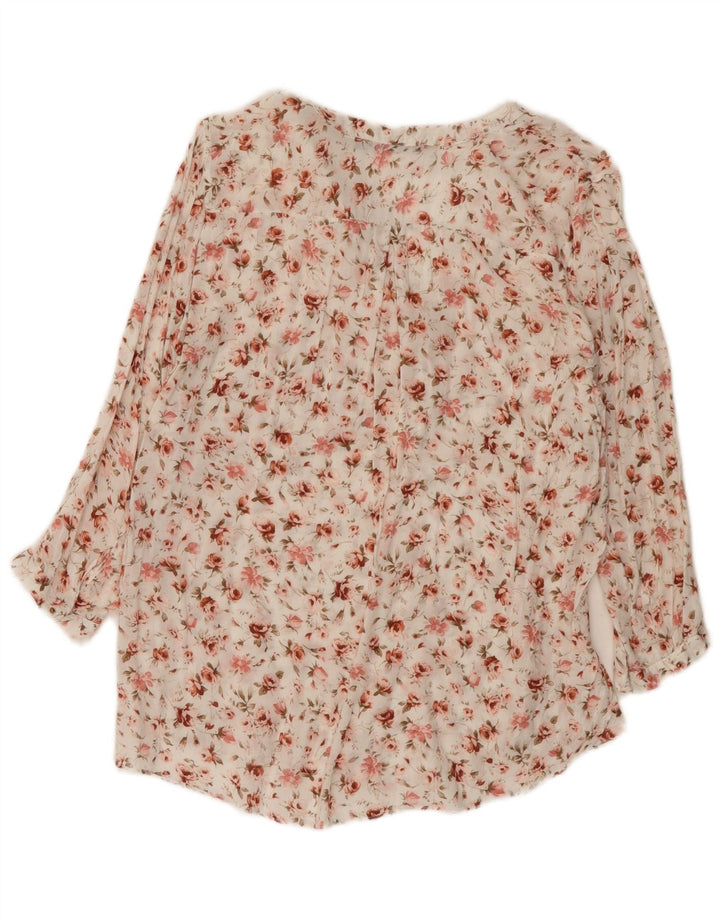 Top Zara da donna con maniche a 3/4, taglia UK 14, colore bianco medio floreale