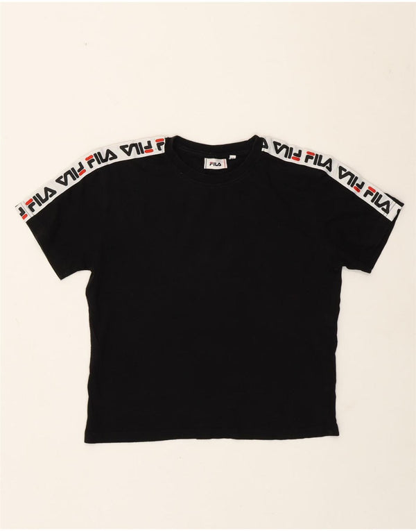 T-shirt grafica corta da donna Fila UK 6 XS cotone nero