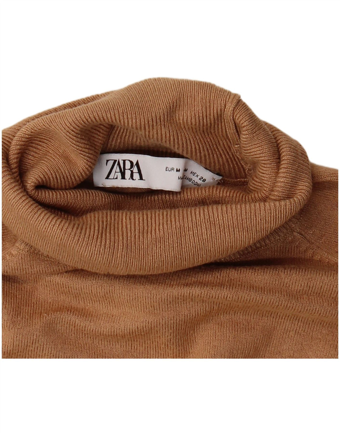 Maglione Zara da donna con collo alto e maniche a 3/4, UK 12 Marrone medio