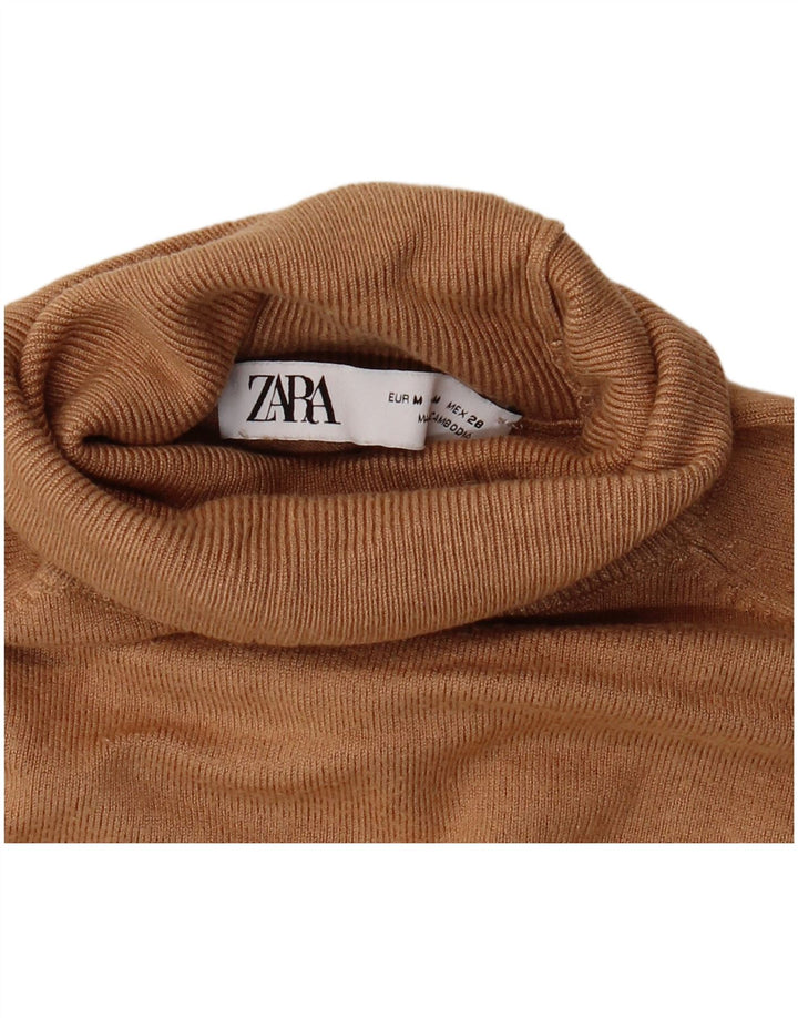 Maglione Zara da donna con collo alto e maniche a 3/4, UK 12 Marrone medio