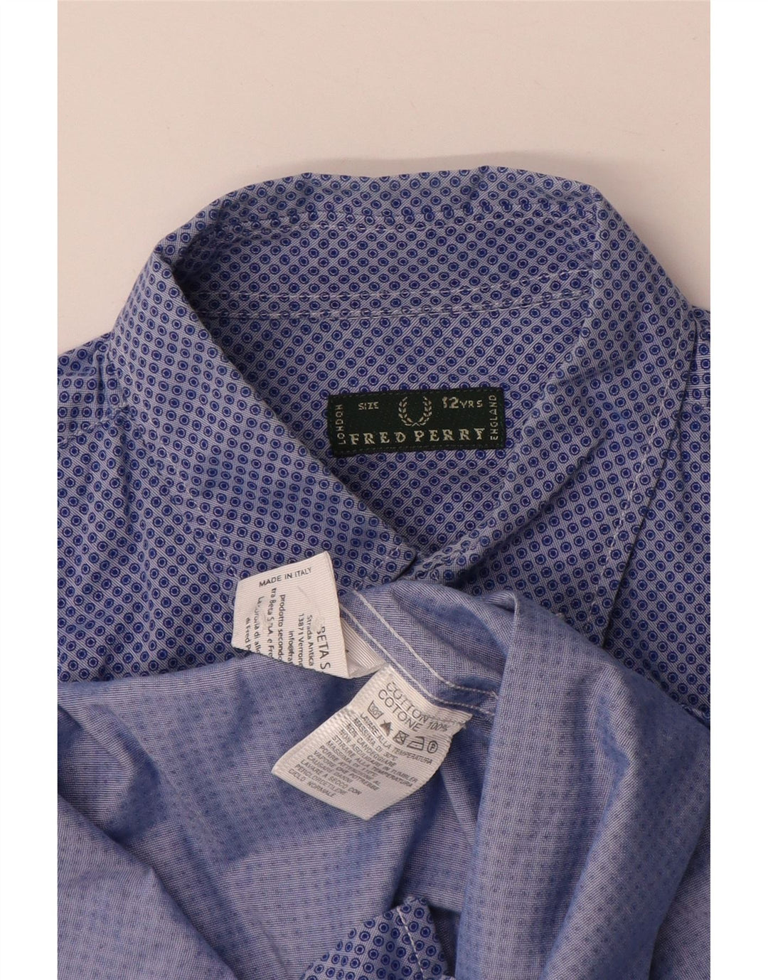 Camicia Bambino FRED PERRY 11-12 Anni Cotone Maculato Blu