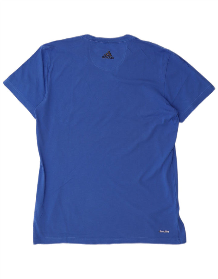 ADIDAS Mens Climalite Graphic T-Shirt Top Large Blue Cotton